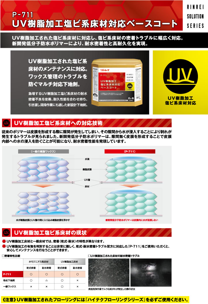 下地剤 P-711 UV樹脂加工塩ビ系床材対応ベースコート 18L