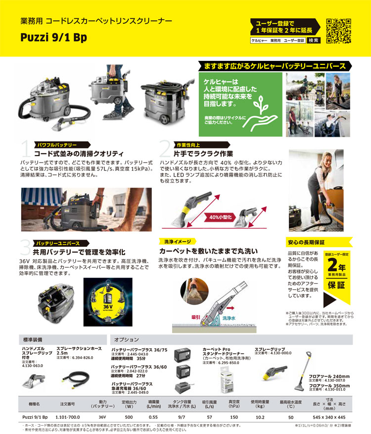 コードレスリンサー Puzzi 9/1Bp(バッテリー、充電器別売)1.101-700.0