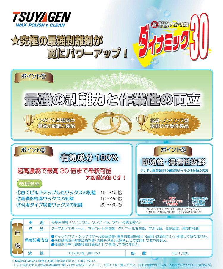 古いビルドアップしたワックスも超強力パワー　ダイナミック30　18L