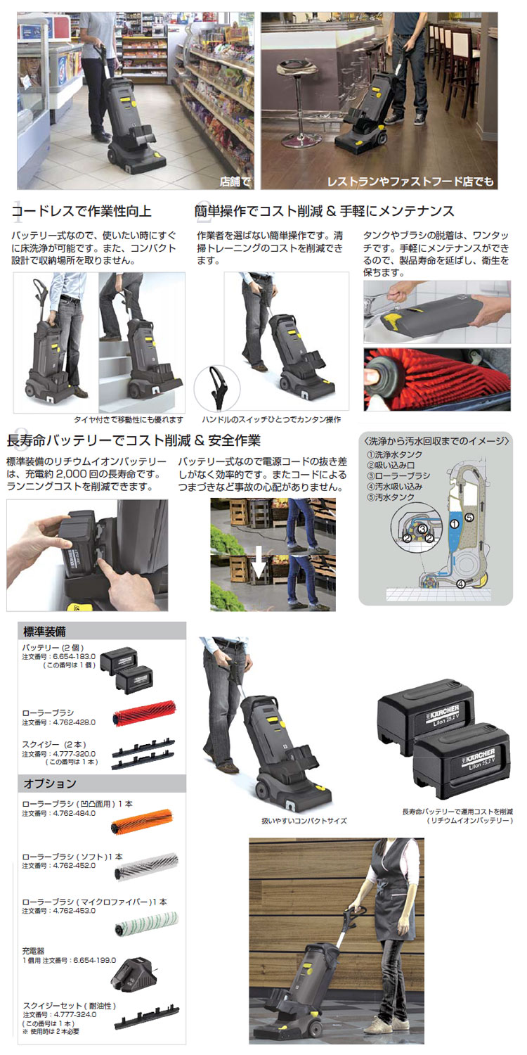 洗浄機　業務用小型床洗浄機BR30/4C　Bp　バッテリータイプ