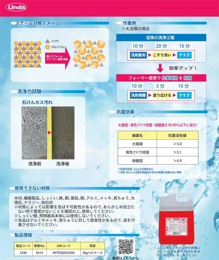 バスクリーナー 銀バスクリーナーフォームタイプ 酸性 5kg