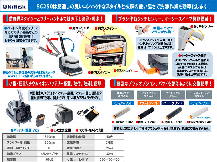 コンパクト自動床洗浄機SC250